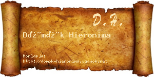 Dömök Hieronima névjegykártya